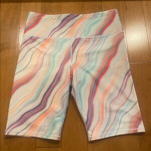 Athleta Love Proudly 9" Bike Short Multi-colored / rainbow wave Women's Size M